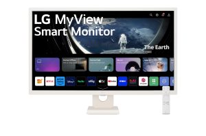 LG 32SR50F-W — Front with remote