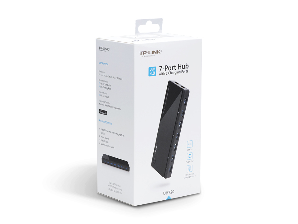 TP-Link UH720 7-port USB 3.0 hub with 2 charging ports — 3