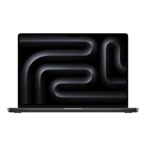Apple MacBook Pro 16-inch (2024), Space Black — Open front view with display