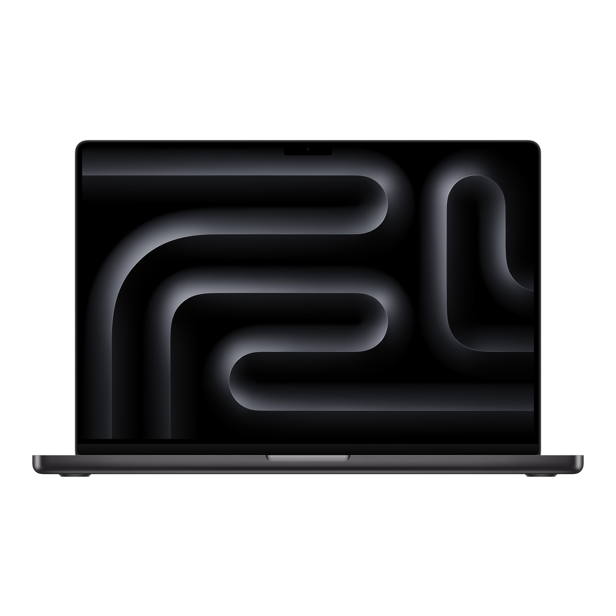 Apple MacBook Pro 16-inch (2024), Space Black — Open front view with display
