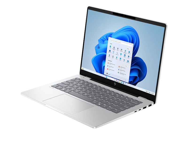 HP OmniBook 7 14-fs0005ci (D4XD2EA), արծաթագույն (Glacier Silver), ձախ անկյունից