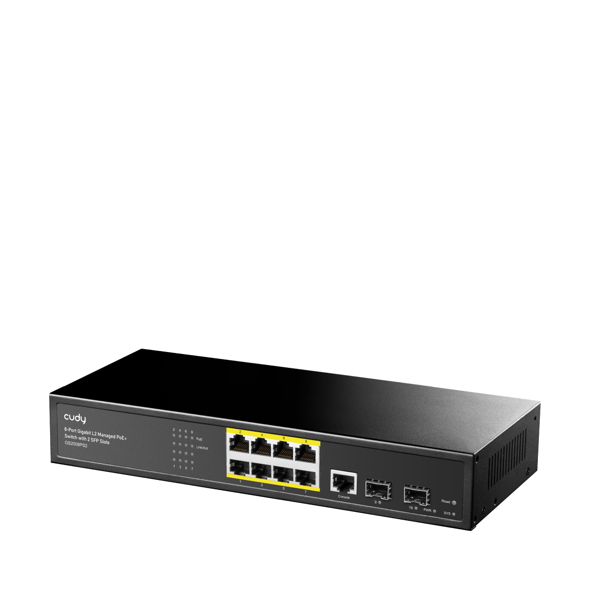 Network switch Cudy GS2008PS2 8xGigabyte +2 SFP 8-Port Gigabit PoE+ Smart Switch with 2 SFP Ports — 3