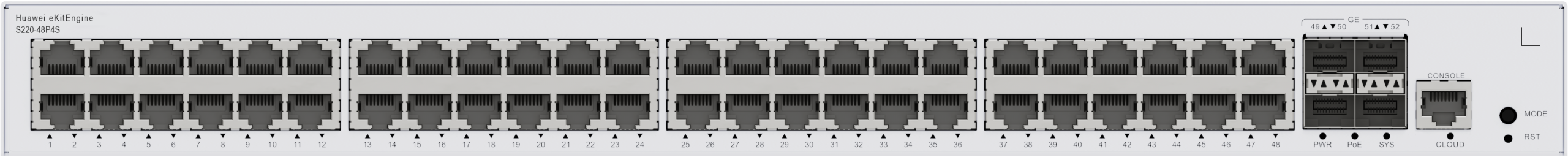 S220-48P4S 48-Port Gigabit PoE+ Network Switch — 2