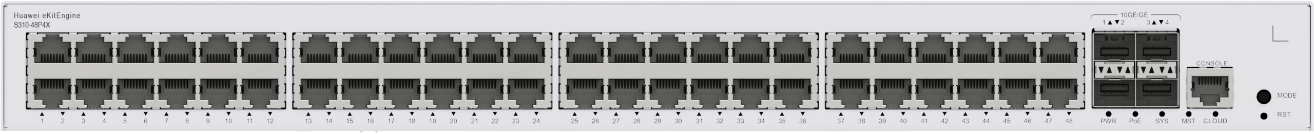 S310-48P4X 48-Port Gigabit PoE+ Network Switch — 2