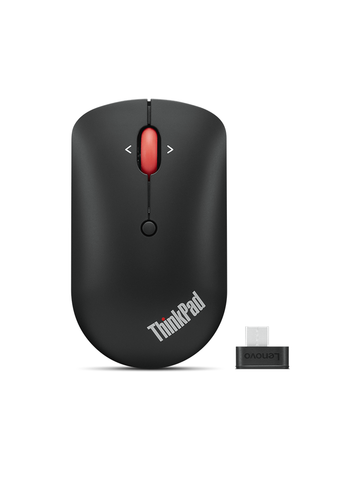 Lenovo ThinkPad USB-C Wireless Compact Mouse (4Y51D20848) – Top view with USB-C receiver