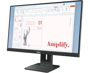Lenovo ThinkVision E24-40 64BAMAT1EU монитор, вид спереди под углом, чёрный