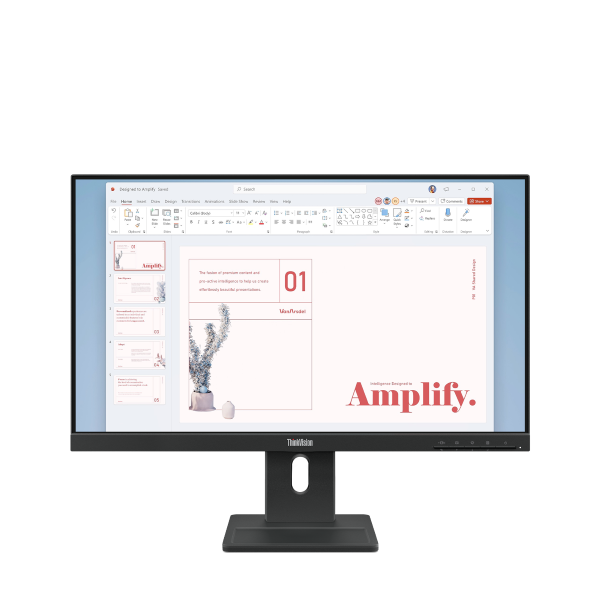 Lenovo ThinkVision E24-40 64BAMAT1EU монитор, вид спереди, чёрный