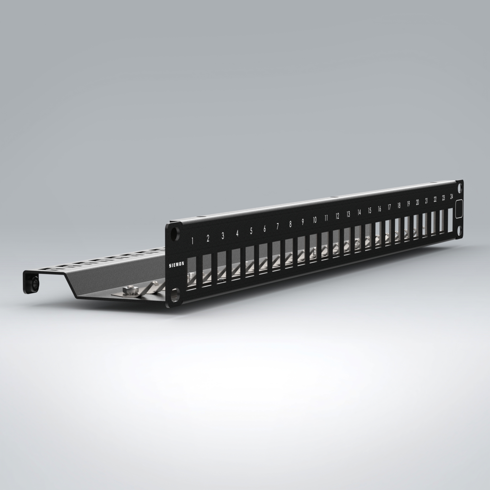 Siemon KPNLS-F1-24-01S դատարկ կոմուտացիոն վահանակ. ձախից տեսք
