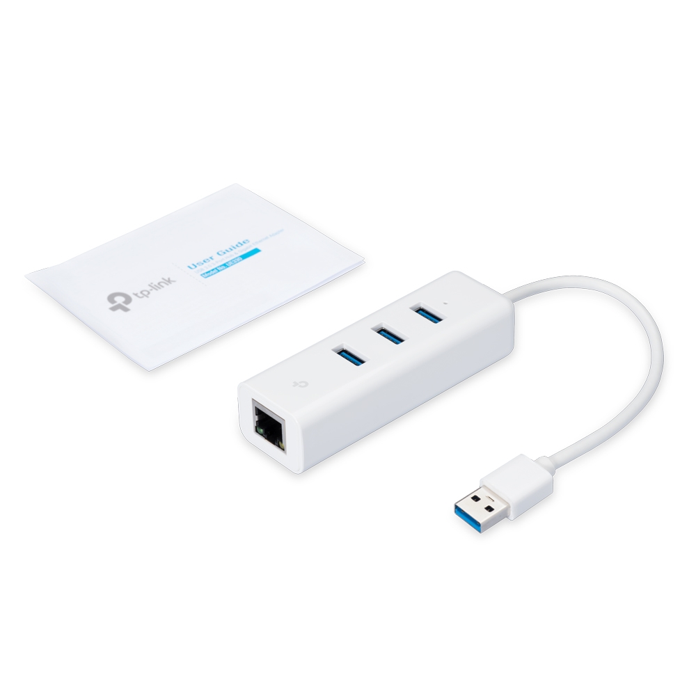 TP-Link UE330 3-port USB hub and Gigabit Ethernet adapter — 3