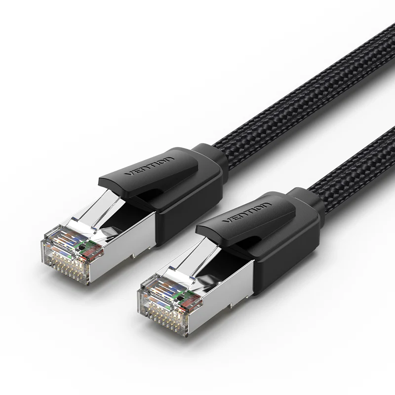 Vention IKOBF — cotton-braided Cat8 SFTP Ethernet patch cable