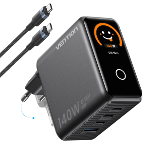 Vention TZ-FCOH0-EU — DASH PRO 140 Վտ GaN լիցքավորիչ, տիտանե մոխրագույն